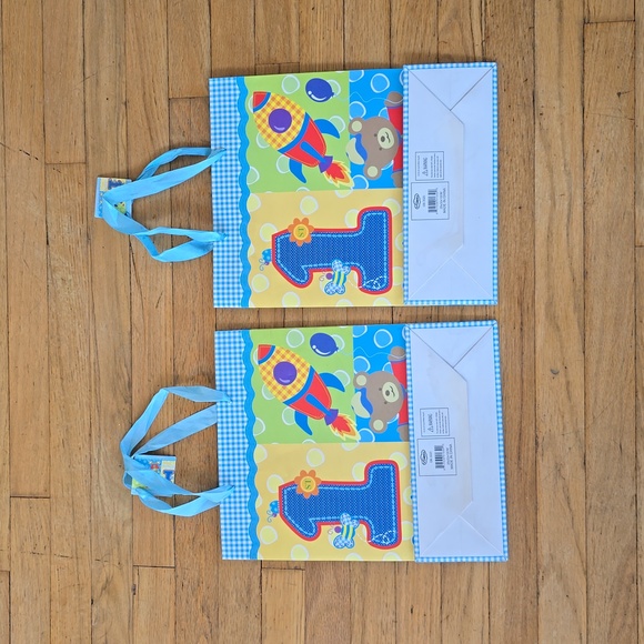 Set of Two Baby Boy 1st Birthday Gift Bag Colorful Birthday Gift Bag 12.5"×10.5" - Picture 3 of 7